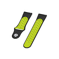 Ремінець силіконовий для годинника 20 мм Nike design чорний з зеленим (з кнопкою), фото 6