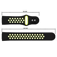 Ремінець силіконовий для годинника 20 мм Nike design чорний з зеленим (з кнопкою), фото 3