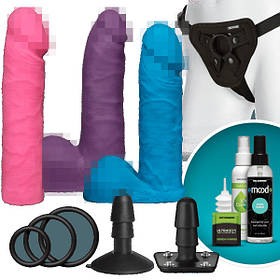 Страпон Doc Johnson Vac-U-Lock - Dual Density UltraSKYN Colors Set