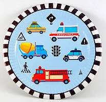 Тарілки дитячі святкові одноразові Транспорт 10 штук