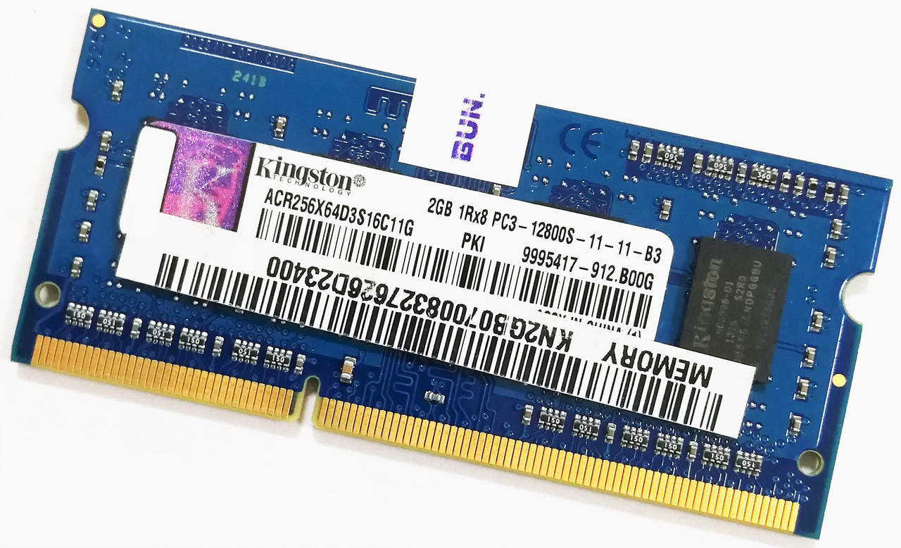 Оперативна пам'ять для ноутбука Kingston SODIMM DDR3 2Gb 1600MHz PC3-12800s CL11 (ACR256X64D3S16C11G) Б/В