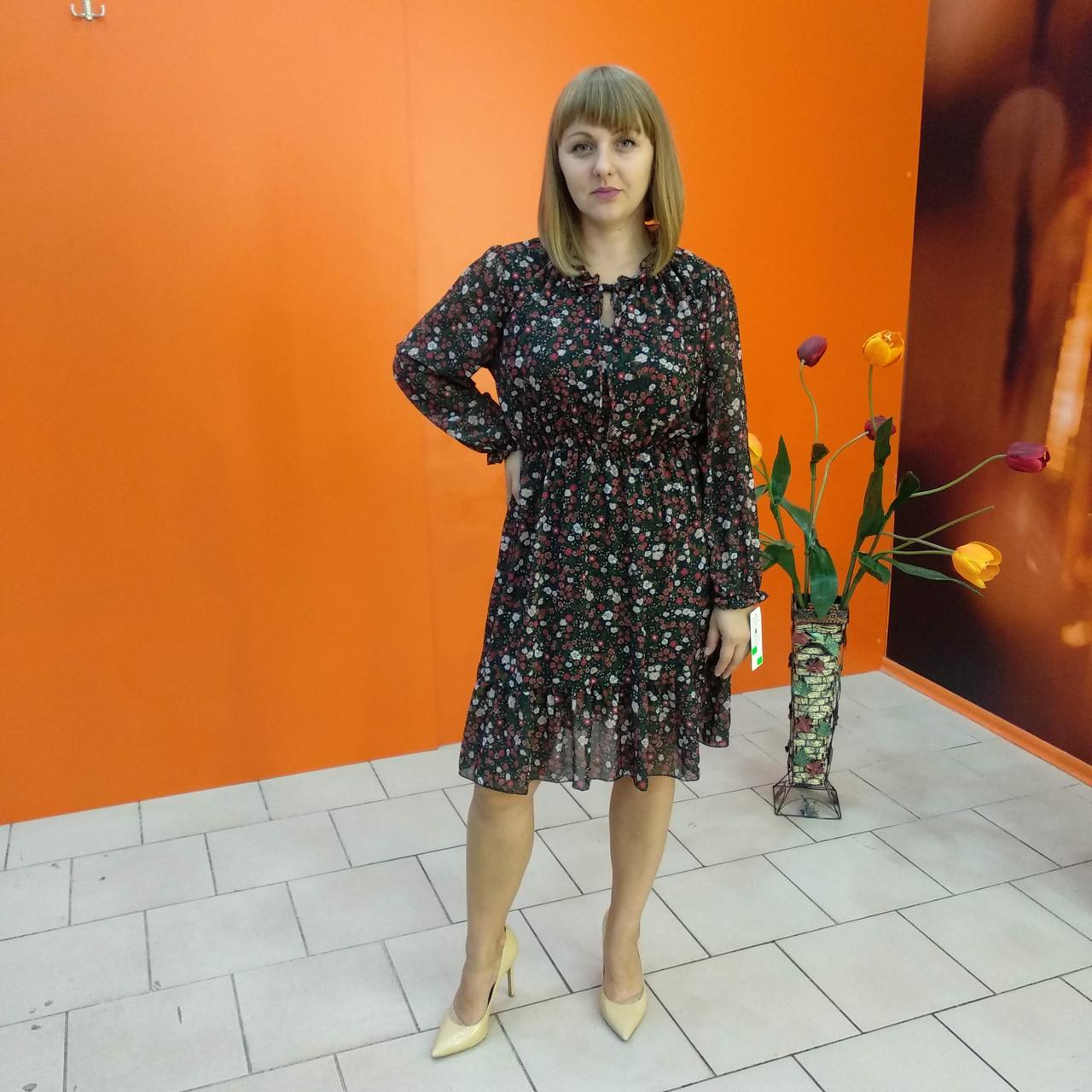 Чорне шифонова сукня візерунок квіти
