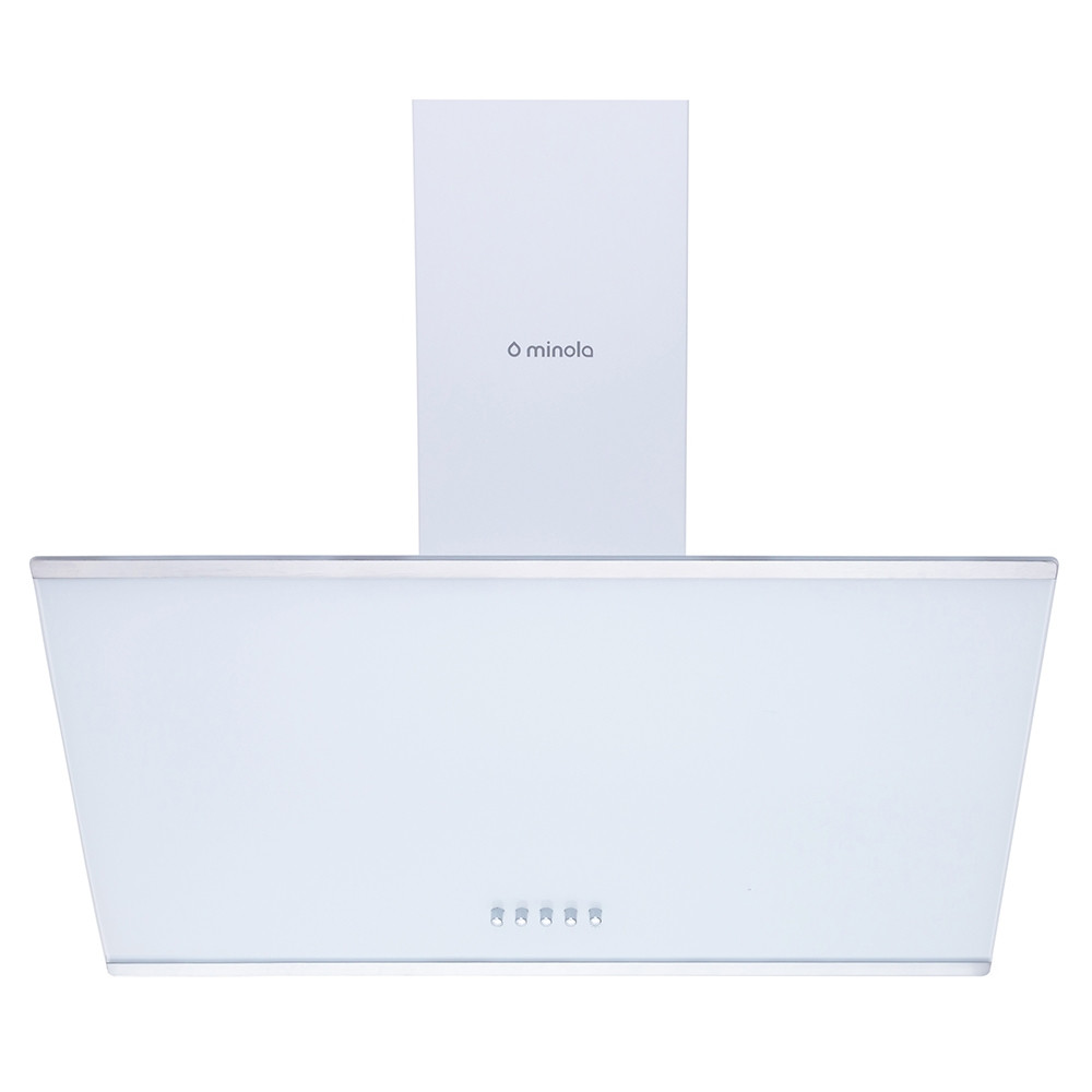 Біла витяжка для кухні настінна декоративна похила Minola HDN 6202 WH/INOX 700 LED, 60 см