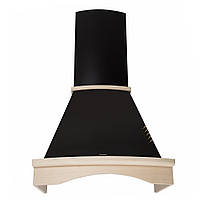 Вытяжка кухонная купольная Perfelli K 614 Black Country LED, черная с деревянной рамкой в ретро стиле 60 см