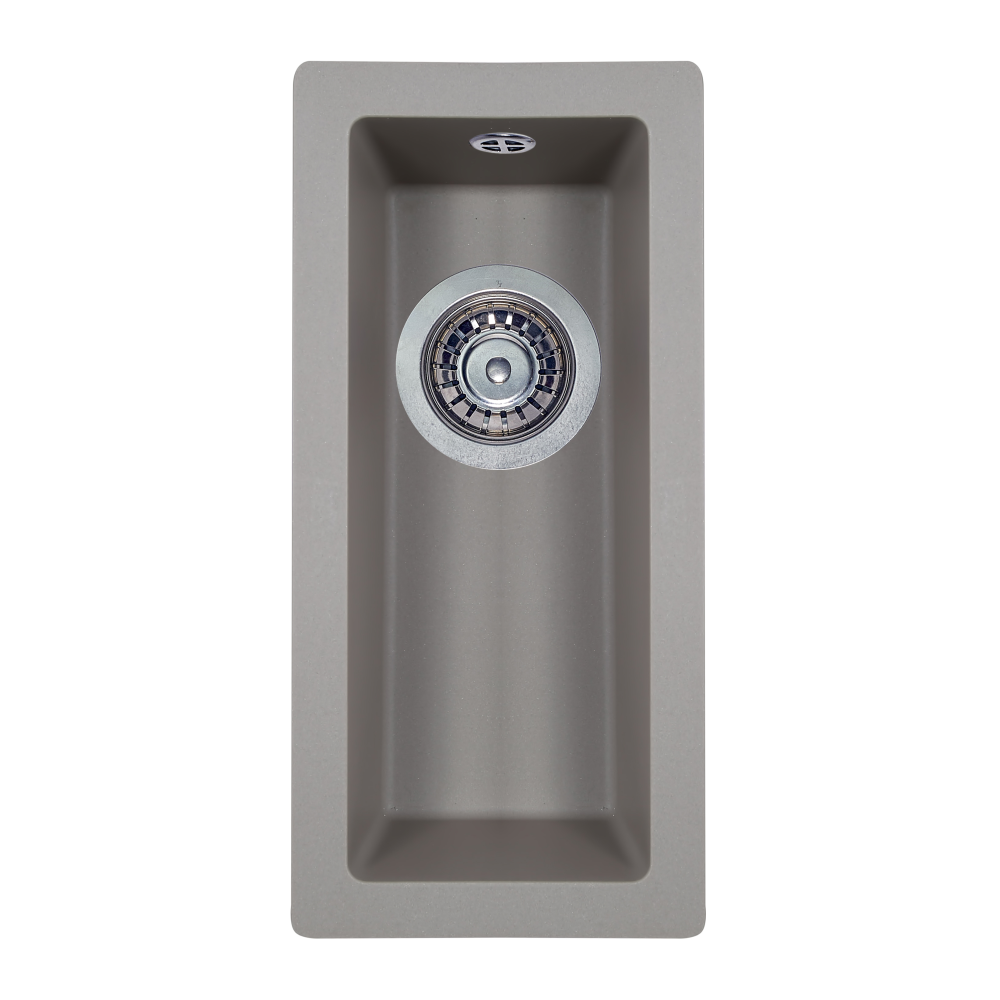 Сіра кухонна мийка Perfelli ESTO PGE 101-22 GREY METALLIC гранітна під стільницю одночашева мийка на кухню