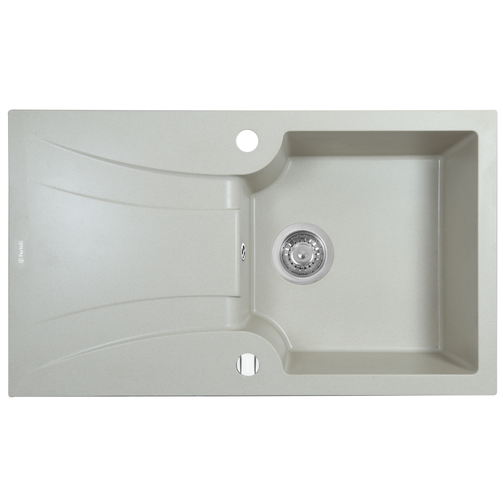 Гранітна кухонна мийка Perfelli FELICINETTO PGF 114-78 LIGHT BEIGE, світло-бежева, врізна прямокутна
