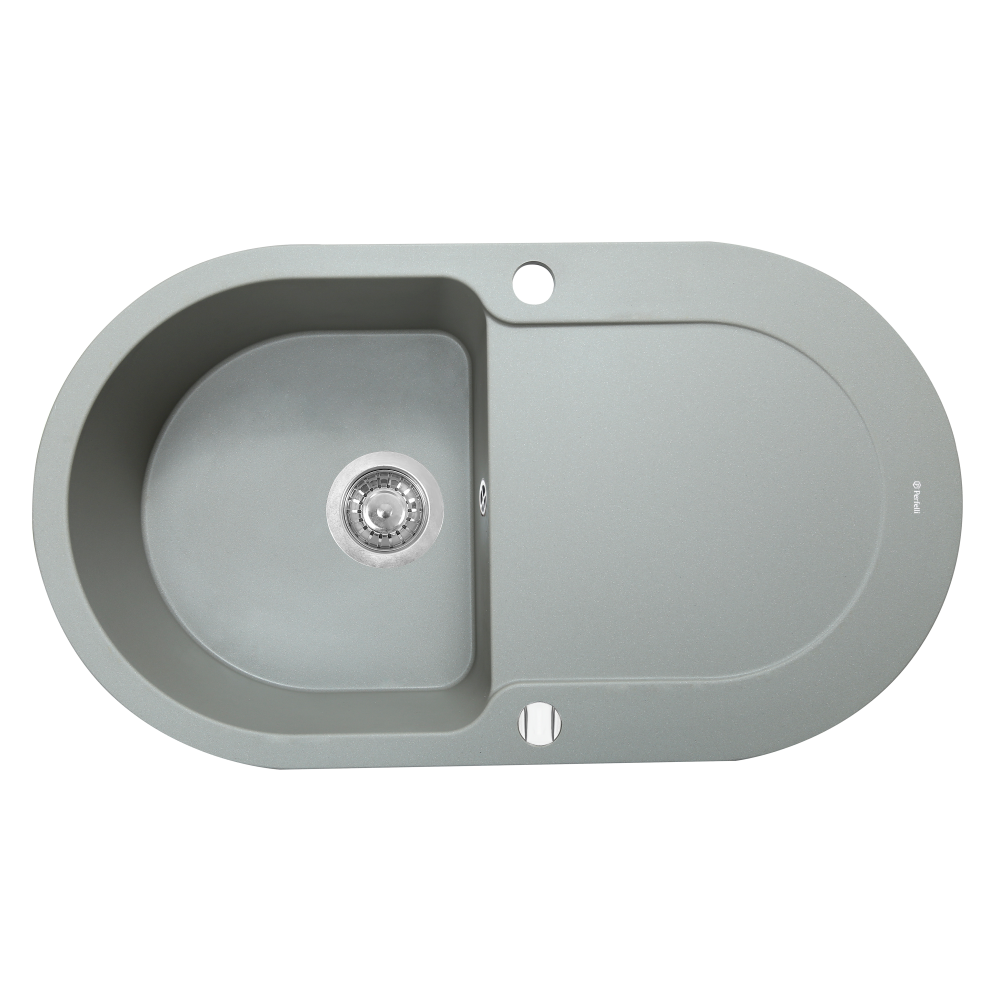 Кухонна мийка Perfelli IZETTA OGI 1141-78 GREY METALLIC, гранітна овальна врізна, колір сірий металік