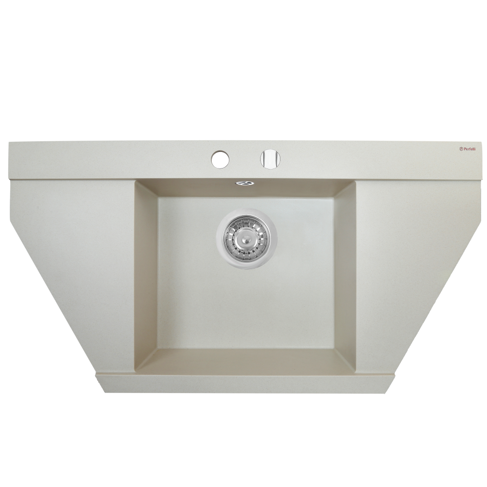 Гранітна кухонна мийка Perfelli MAJESTIC TGM 125-96 LIGHT BEIGE, кутова врізна, колір світло-бежевий