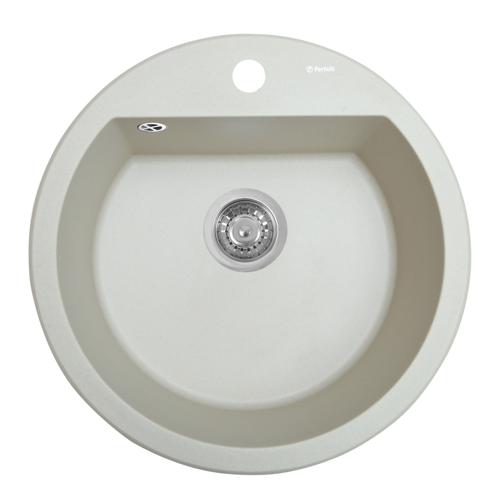Гранітна мийка на кухню Perfelli SONNO RGS 105-51 LIGHT BEIGE, колір світло-бежевий, кругла врізна без крила
