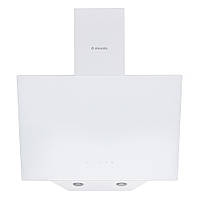 Біла настінна декоративна похила сенсорна кухонна витяжка Minola HVS 5242 WH 700 LED, шириною 60 см