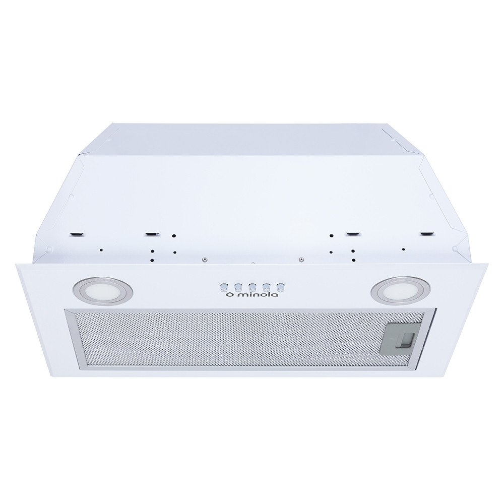Кухонна витяжка Minola HBI 5222 WH 700 LED, біла вбудована в шафу витяжка для кухні шириною 52 см, фото 1