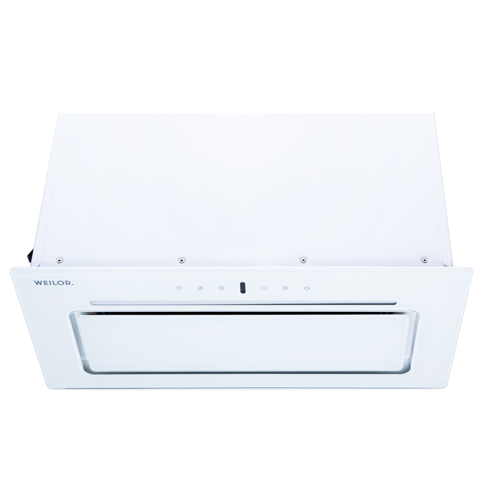 Біла сенсорна потужна повновбудована кухонна витяжка WEILOR PBSR 62301 FULL GLASS WH 1100 LED Strip, 60 см, фото 1