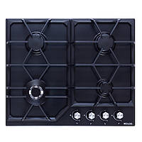 Газовая варочная поверхность для кухни WEILOR GM W 604 BL, черная эмалировання на 4 конфорки, газ-контроль