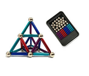 Магнітний конструктор Neo MIX COLOR 36 шт. магнітні палички та 28 шт. сталеві кульки