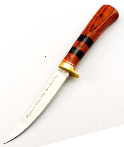 Нож филейный для разделки мяса рыбы и свинины, с кожаным чехлом