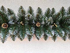 Гірлянда хвойна "Кармен" з золотими шишками, перлами 2.90 м штучна