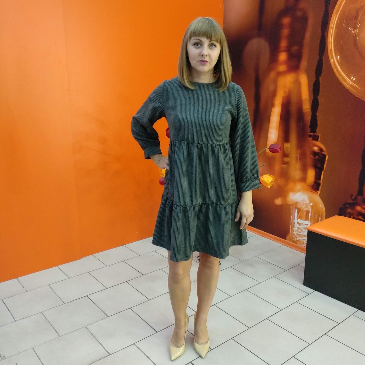 Красиве вельветове плаття хакі