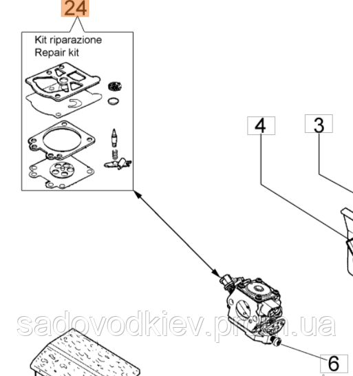 Купить Ремкомплект карбюратора для бензопилы Oleo-Mac GS 35 (2318340 ...