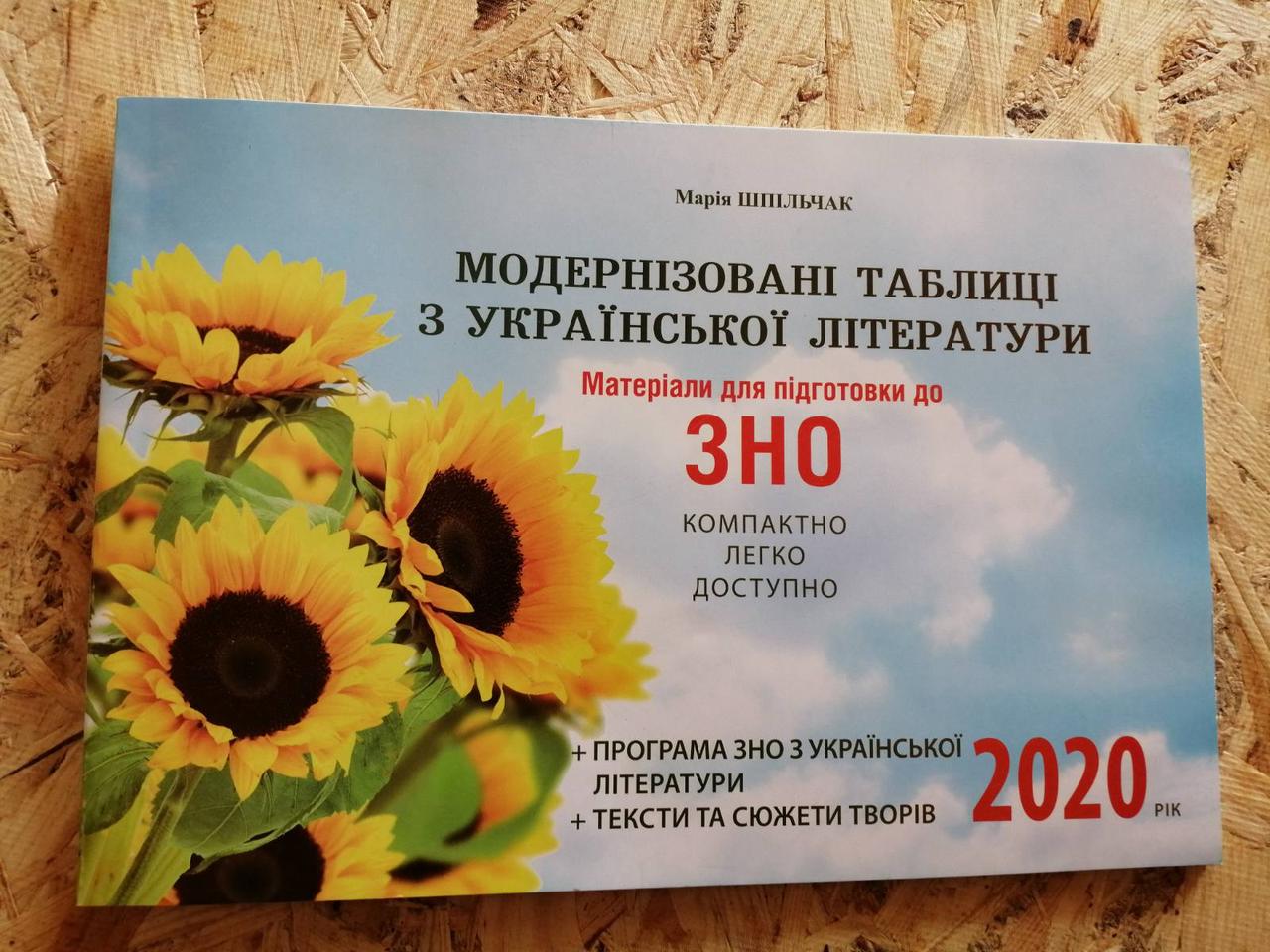 ЗНО 2020 Модернізовані таблиці з Української літератури Авт: Шпільчак М. Вид: Симфонія форте
