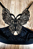 Бюстгальтер 46/105С великий розмір для пишних грудей чорний з метеликом без кісточок із застібкою спереду, фото 7