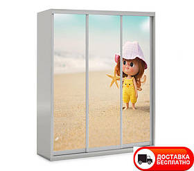 Шафа купе 3Д тридверна Baby 2, вибір розміру, кольору корпусу та малюнка