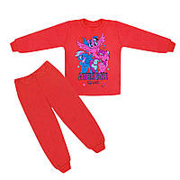 Детская яркая пижама Пони для девочки 1-2 года интерлок-начес Коралловый