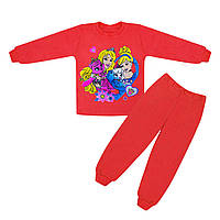 Цветная детская пижама с принтом Принцессы для девочки 1-2 года интерлок-начес Коралловый