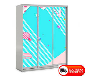 Шафа-купе 3Д тридверна Сманька 13, вибір кольору корпусу та малюнка