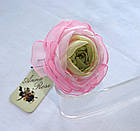 Набір заколок для ошатної зачіски з квітами ручної роботи з тканини "Рожеві Ранункулюсы", фото 2