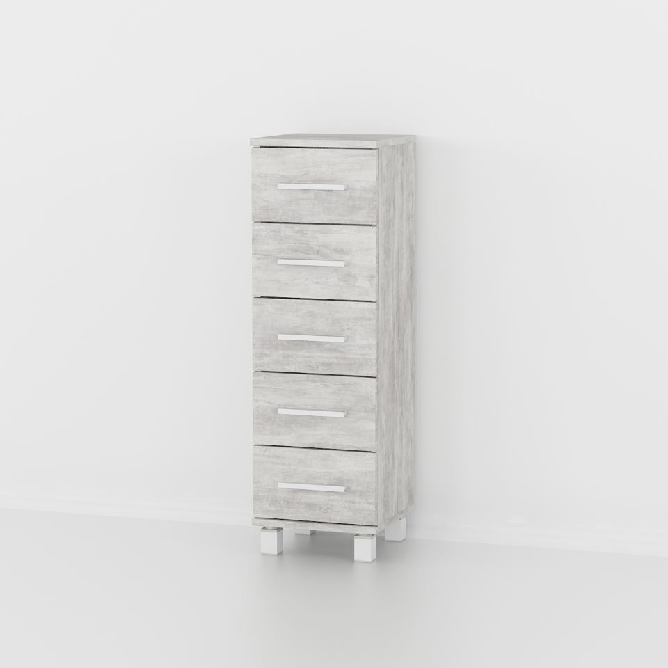 Комод вузький 5 ящиків на ніжках G0053 Бетон, фото 1