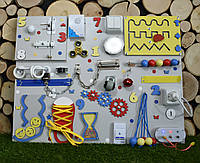 Бізіборд зі СВІТЛОМ, іграшка від року Бізікуб busyboard Дошка, що розвиває розмір 50*65