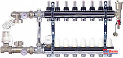 Колектор у зборі (без насоса) для під'єднання системи тепла підлога FADO (9 контурів)