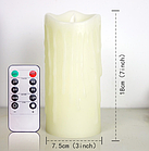 Світлодіодна свічка з імітацією полум'я 75х175мм, 2700 К з пультом ДК 3хААА парафіновий віск, фото 2