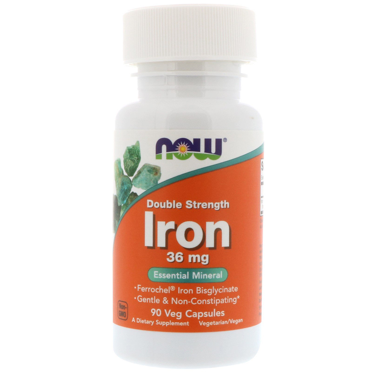 Железо Бисглицинат, Iron, Now Foods, 36 мг, 90 капсул