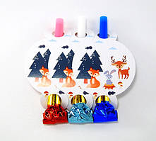 Язички гудки паперові для свята Лісові звірі (паковання 6 штук)