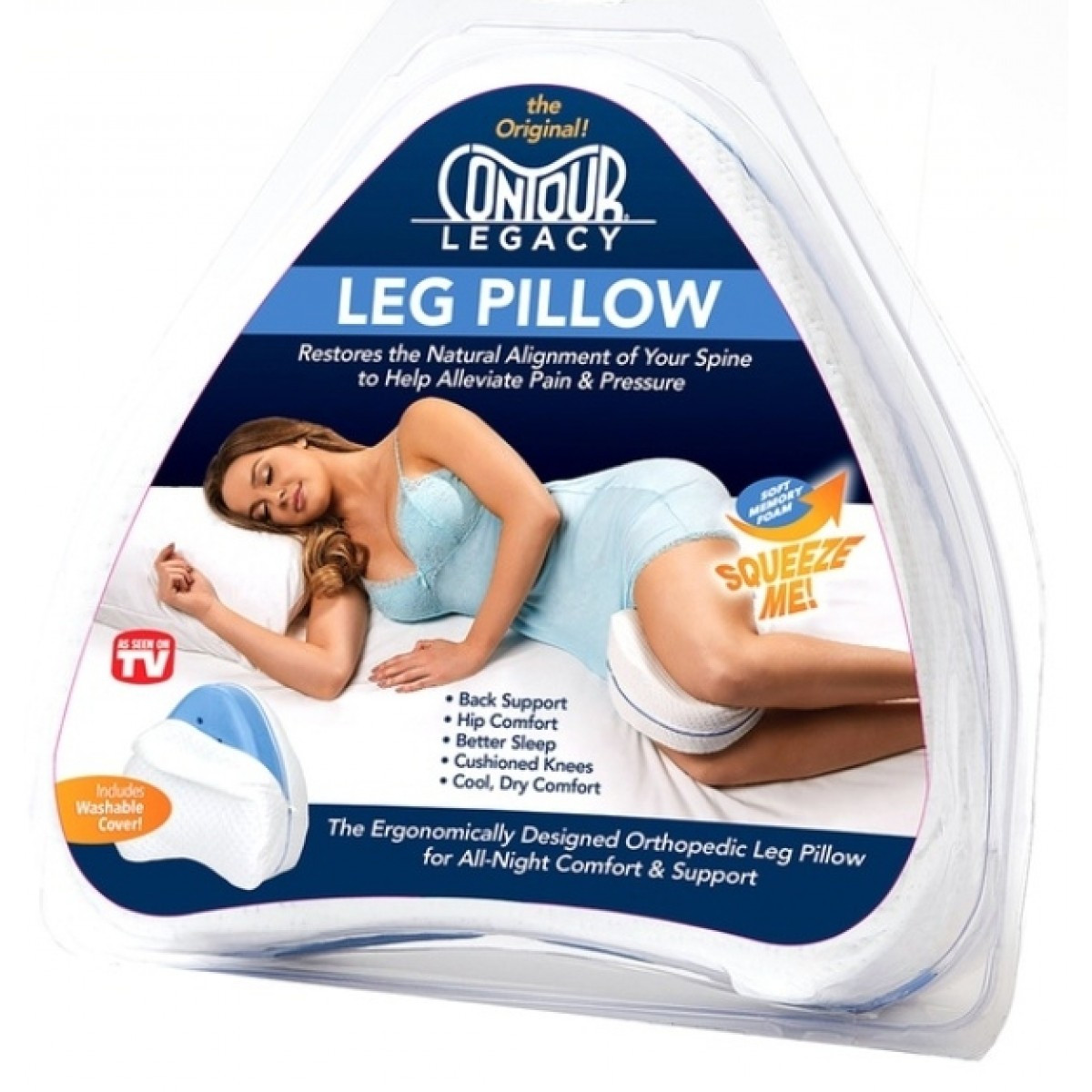 Анатомічна подушка для ніг Leg Pillow зі знімним чохлом
