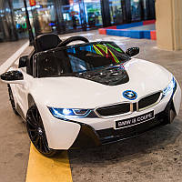 Дитячий електромобіль JE 1001 EBLR-1, BMW i8 Coupe, колеса EVA, шкіряне сидіння, білий