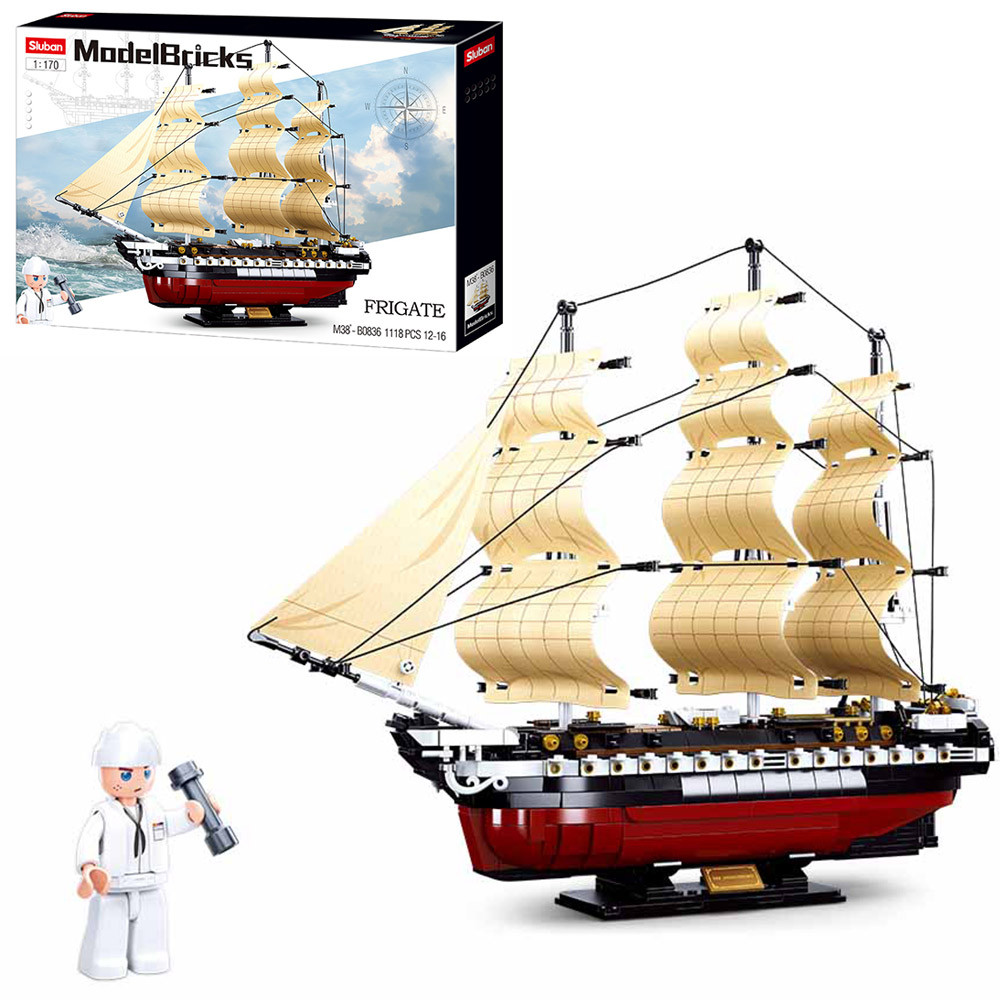 Конструктор SLUBAN M38-B0836 "Model Bricks": Фрегат ІХ-21, 1:170, 1118 дит., фото 1