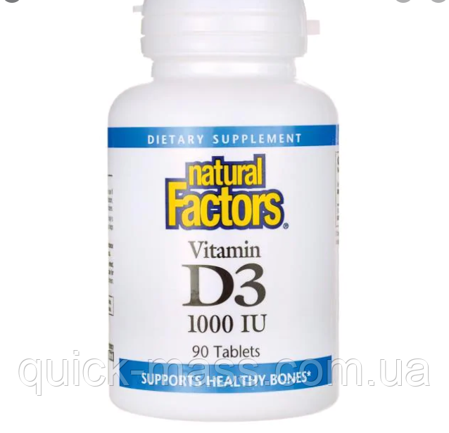Вітамін D3, Natural Factors, 1000 МО, 90 таблеток