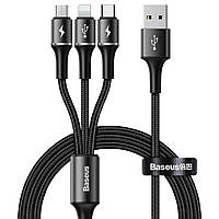 USB кабель Baseus Halo 3in1 microUSB / Lightning / TypeC 3,5 A 1,2 м Black (CAMLT-HA01)