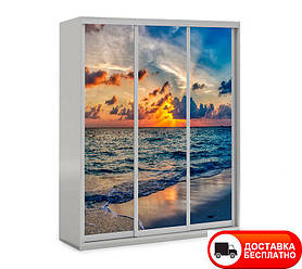 Шафа купе 3Д тридверна Море 17, вибір кольору корпусу та малюнка