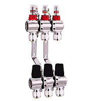 Колектор для теплої підлоги DJOUL 1х3/4 на 3 контури з витратомімерами й євроконусами