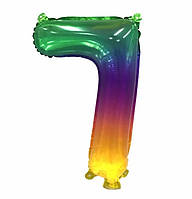 Шар цифра "7" омбре радуга двухсторонняя, 35 см