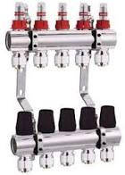 Колектор для теплої підлоги DJOUL 1х3/4 на 5 контурів із витратомірами та євроконусами