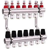 Колектор для теплої підлоги DJOUL 1х3/4 на 7 контурів із витратомірами та євроконусами