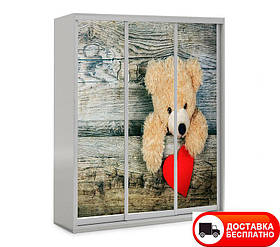 Шафа купе 3Д тридверна Ведмедики 20, вибір кольору корпусу та малюнка