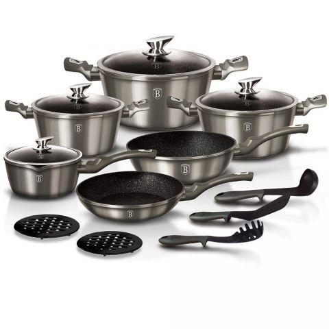 Комплект посуду BERLINGER HAUS Carbon Metallic Line 15 пр Колір вуглець 1223NBH