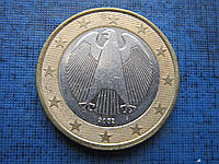 Монета 1 евро Германия 2002 J 2005 J 2002 F 2002 А 2002 D пять дат цена за 1 монету