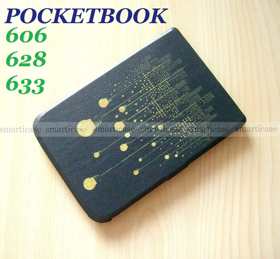 Розумний синій чохол з візерунком Лампочки для Pocketbook PB 606, PB 628 Touch Lux 5, PB 633 покетбук