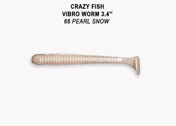 Їстівний силікон Crazy Fish Vibro Worm 3.4" (8,5 см), кальмар, для лову щуки, окуня та судака, плаваючий виброхвіст